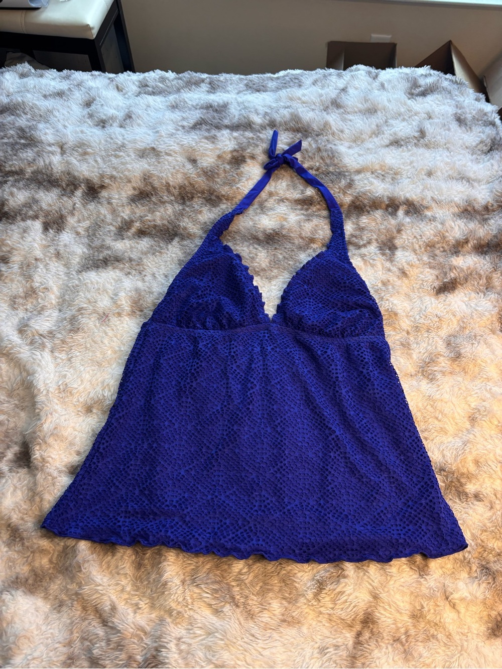 Mossimo Supply Co. Royal Blue Halter Lace Swim Tankini Cover